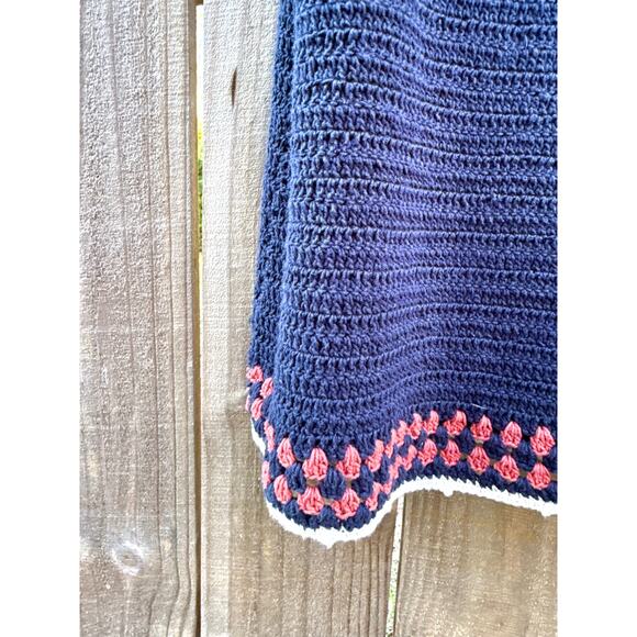 Midnight Daisy Crochet Slip — Festival Dress, Navy Handknit Crochet - Picture 4 of 9